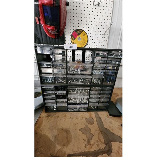Plastic parts organizer w/ assorted fasteners