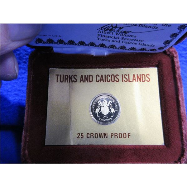 1975 Turks and Caicos Islands 25 Crown Proof Coin