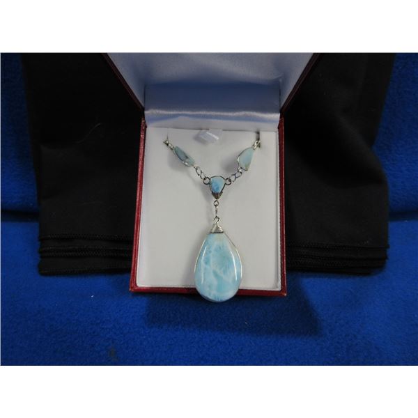 Caribbean Larimar 20" Pendant Necklace