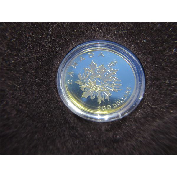 1986 Canadian $100 Dollar Proof Coin - .9167 22 Karat Gold