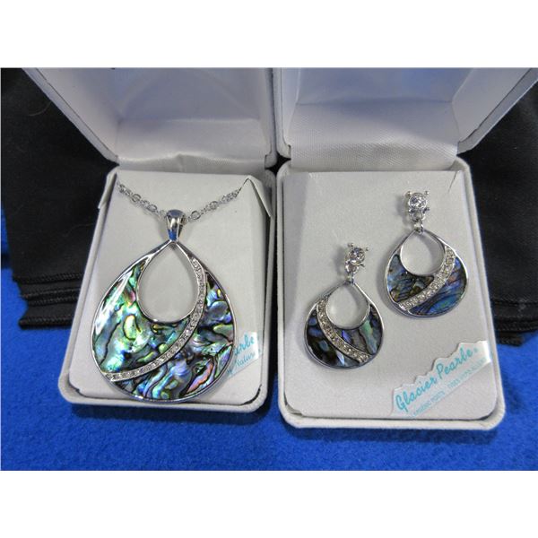 Glacier Pearl Abalone Shell Pendant Necklace & Earrings