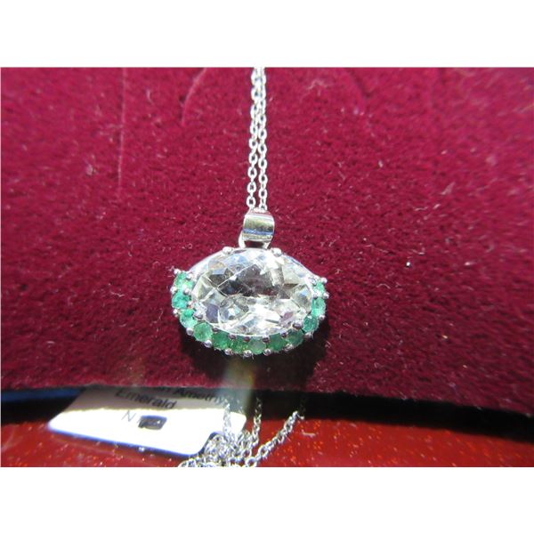 Vintage Necklace - Green Amethyst Emerald on 18" Chain