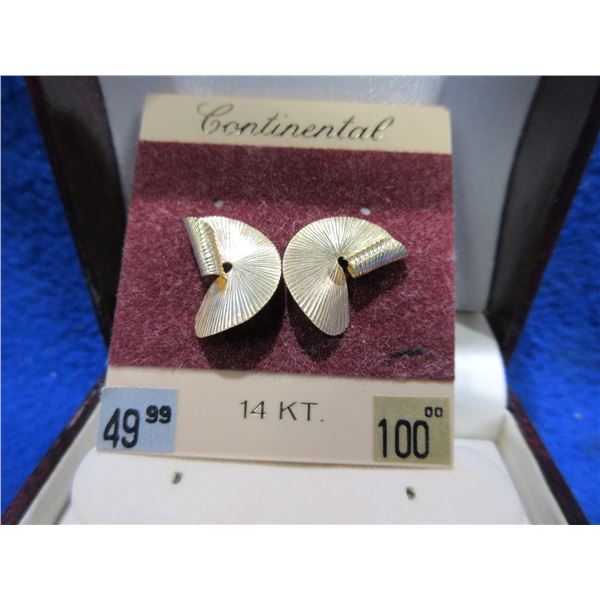 Gold Earrings - 14 Karat - 1.6 Grams Total Weight