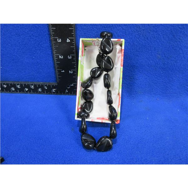 Black Onyx 28" Necklace - 92 Grams Total Weight