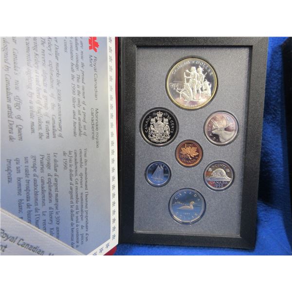 1990 Canadian Double Dollar 7 Proof Set with .500 Silver Dollar