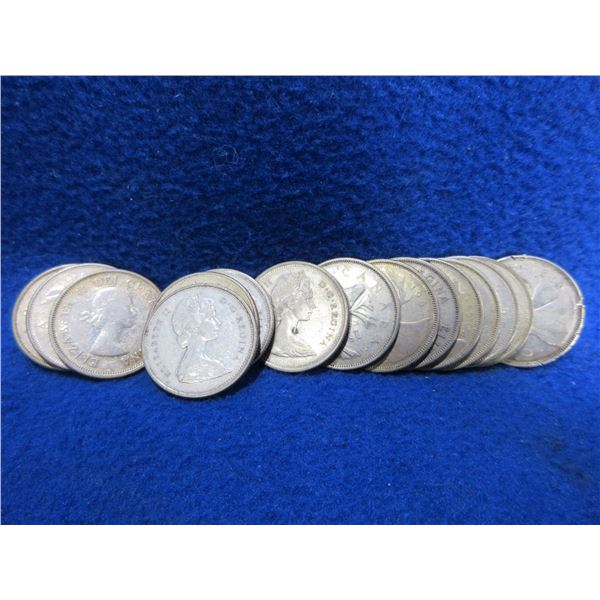 15 Canadian Quarters - Various Dates - .800 Silver