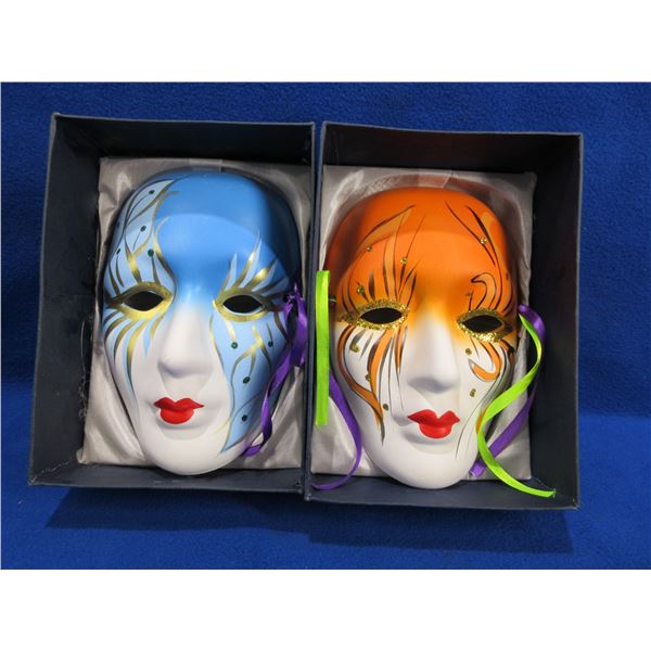 Ceramic Mardi Gras Masks - Set of Two