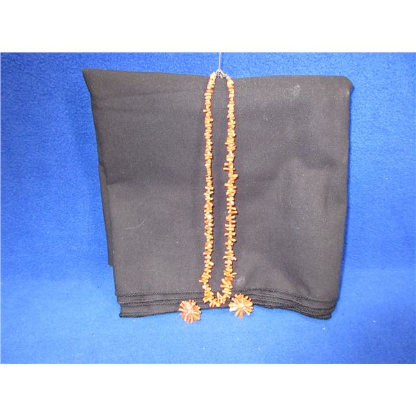 Antique Coral 16" Necklace & Clip-on Earrings