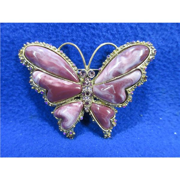Vintage Enamel & Rhinestone Butterfly Brooch