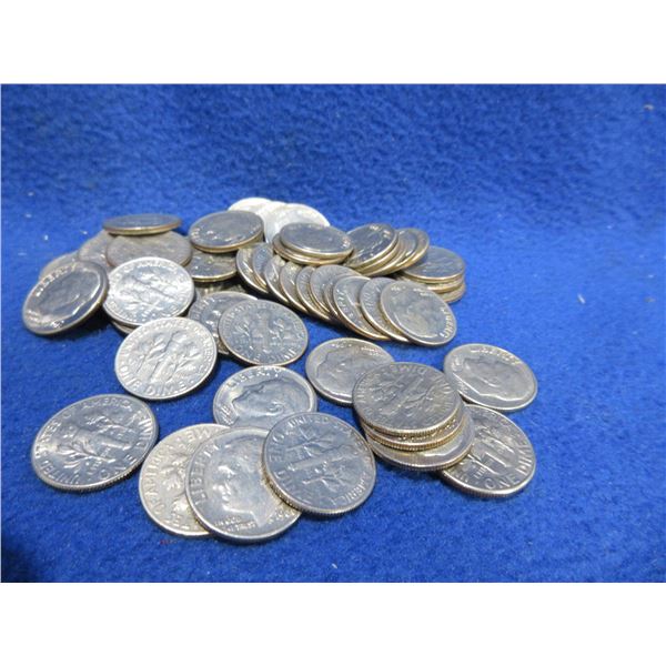Bag of 54 American Dimes - 123 Grams Total Weight