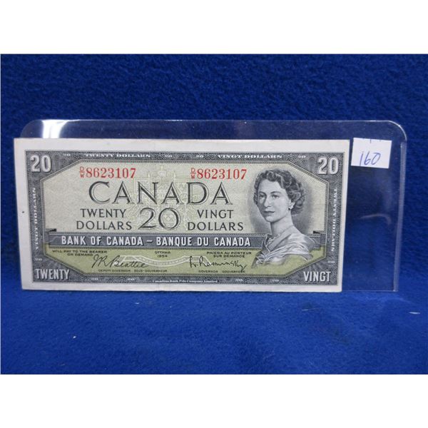 1954 Canadian $20 Paper Note Without Devil's Face
