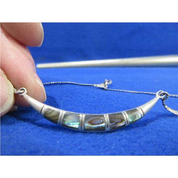 Abalone 17" Flat Chain Necklace - .925 Silver