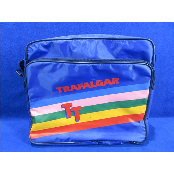 Vintage Travel Bag with Outside Pocket & Shoulder Strap