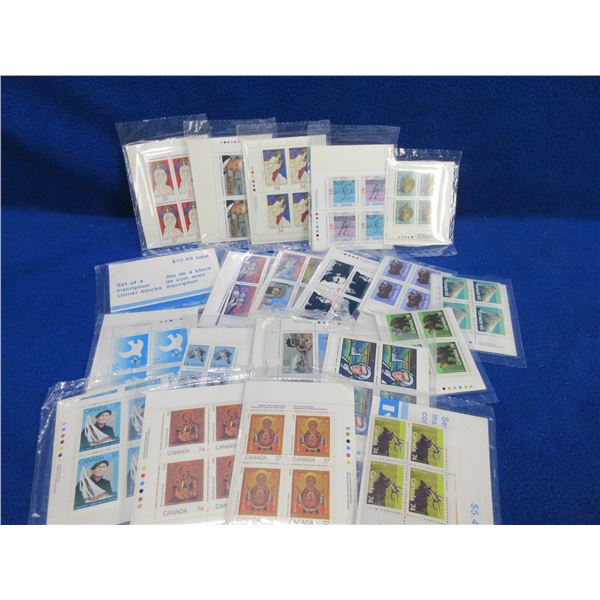 Canadian Stamps - 20 Packages of Inscription Corner Blocks