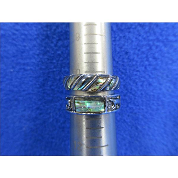 Set of 2 Abalone Rings - Costume Jewlery - Size 10