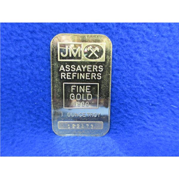 JM Assayers Refiners Fine Gold 9999 1 Troy Ounce Bar Ser # 122473