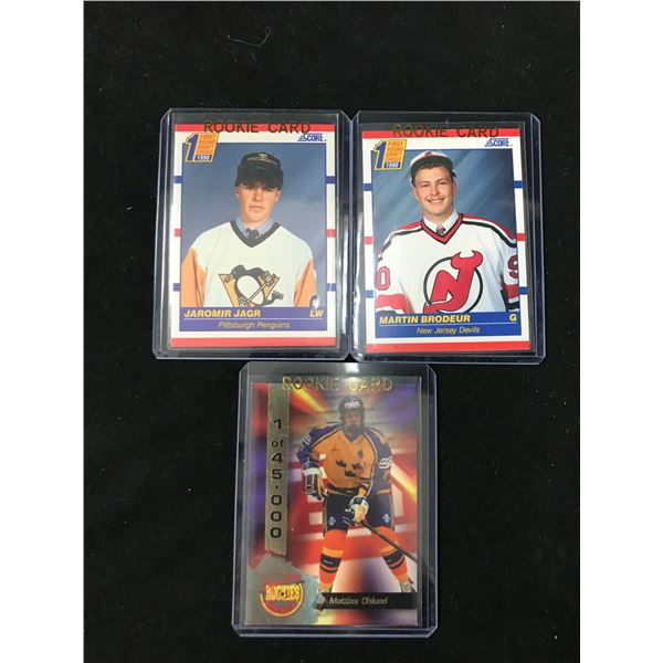 NHL ROOKIE CARD LOT (BRODEUR/JAGR/OHLUND)