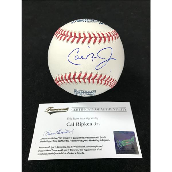 CAL RIPKEN JR. SIGNED RAWLINGS BASEBALL (FRAMEWORTH COA)