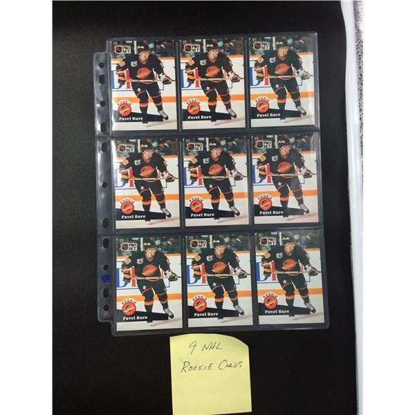 LOT OF 9 PAVEL BURE NHL ROOKIE CARDS