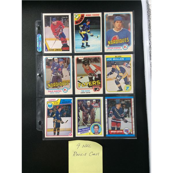 LOT OF 9 NHL ROOKIE STAR CARDS