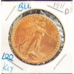20.00 DOUBLE -EAGLE GOLD PIECE-1911