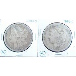 1887 O AND 1888 O MORGAN SILVER DOLLARS