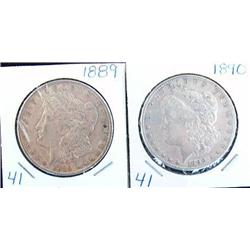 1889 AND 1890 MORGAN SILVER DOLLARS
