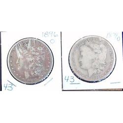 1894 O AND 1896 O MORGAN SILVER DOLLARS