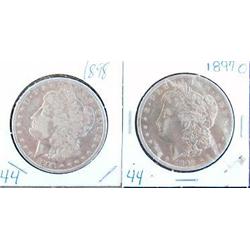 1897 O AND 1898 MORGAN SILVER DOLLARS