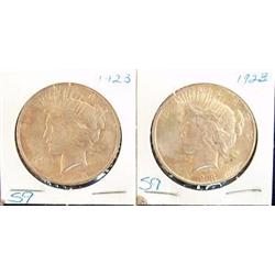 1923  PEACE AND 1923 PEACE SILVER DOLLARS