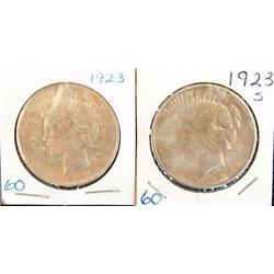 1923 S PEACE AND 1923 PEACE SILVER DOLLARS