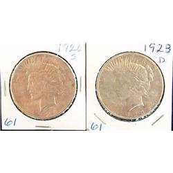 1923 D PEACE AND 1926 S PEACE SILVER DOLLARS