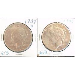 1926 PEACE AND 1934 D PEACE SILVER DOLLARS