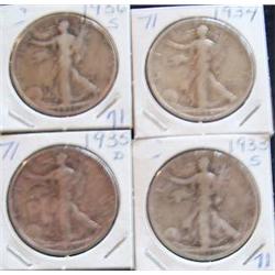 WALKING LIBERTY HALVES, ( 4)
