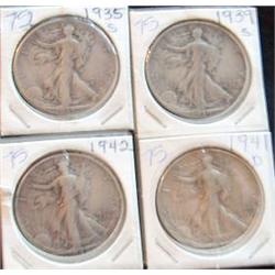 WALKING LIBERTY HALVES , (4)