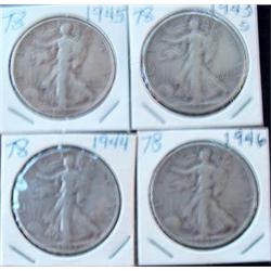 WALKING LIBERTY HALVES, ( 4)