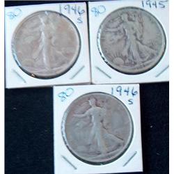 WALKING LIBERTY HALVES, ( 3)