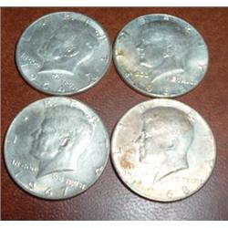 4 SILVER KENNEDY HALVES
