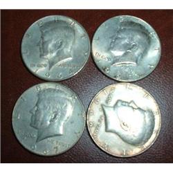 4 SILVER KENNEDY HALVES