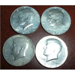 4 SILVER KENNEDY HALVES