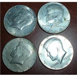 4 SILVER KENNEDY HALVES