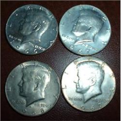 4 SILVER KENNEDY HALVES