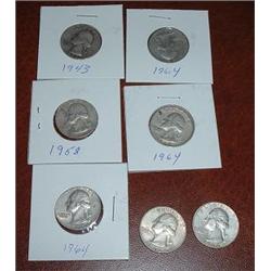 7 SILVER WASHINGTON QUARTERS