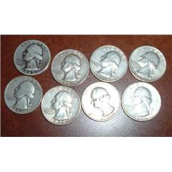 8 SILVER WASHINGTON QUARTERS