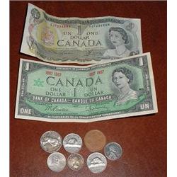 CANADIAN MONEY, FOREIGN COINS,  STEEL HEAD PENNY, MERCURY DIMES