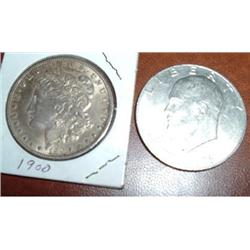 1 MORGAN DOLLAR, 1 EISENHOWER DOLLAR