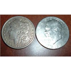 1 PEACE DOLLAR, 1 MORGAN DOLLAR
