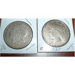 1 MORGAN DOLLAR, 1 EISENHOWER DOLLAR