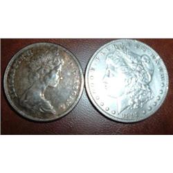 1 CANADIAN SILVER DOLLAR, 1 MORGAN