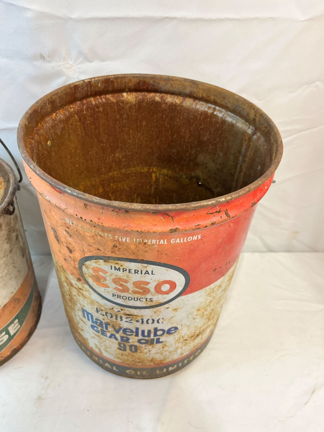 2 Vintage Esso & Co Op Metal Oil & Grease Metal Pails - Sunrise Estate ...
